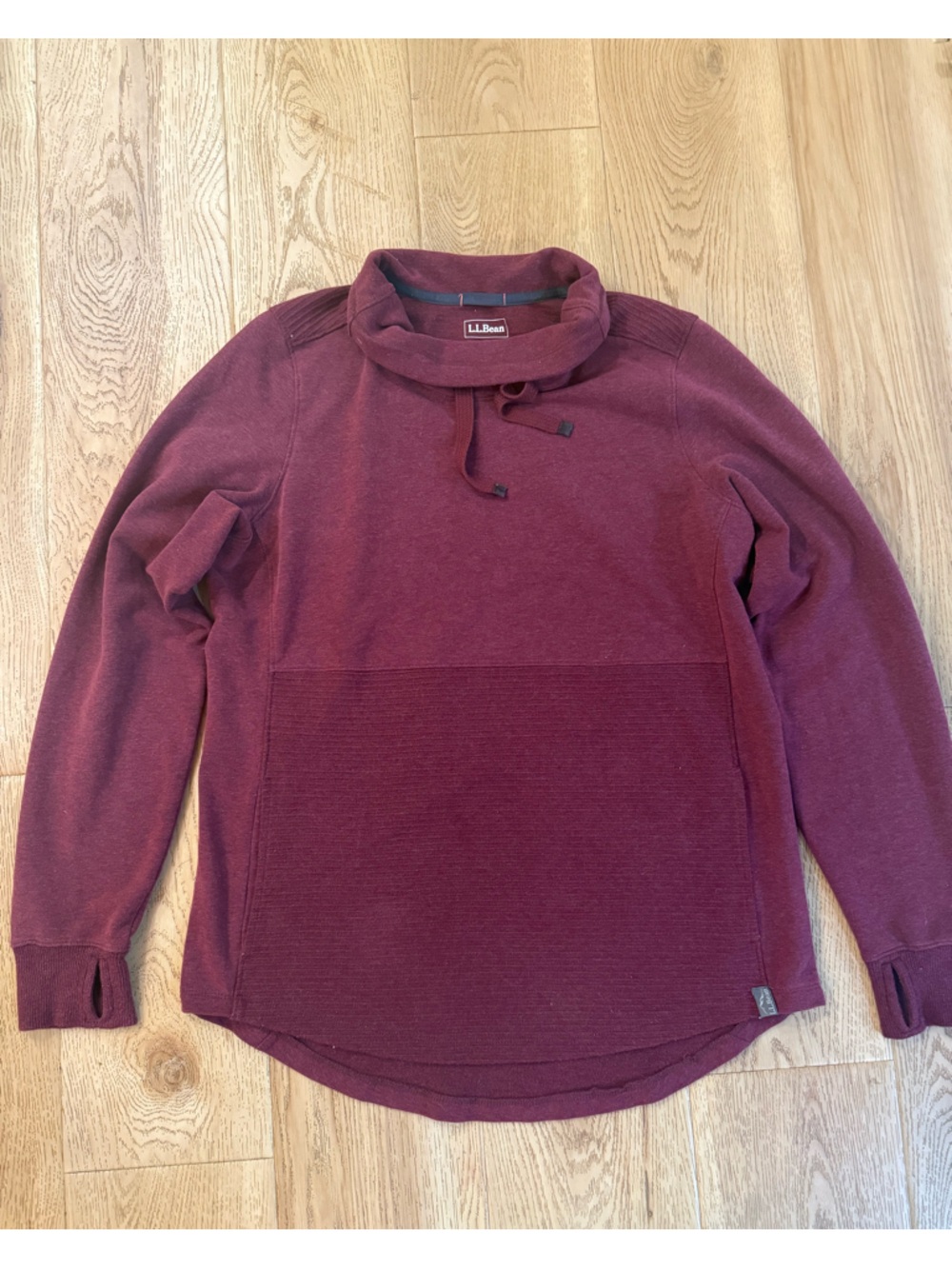 L.L. Bean Woman’s Burgundy Turtleneck Pullover with Drawstring